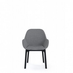 Chaise CLAP, motif pied de poule noir, vue de face