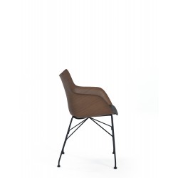 Chaise kartell Q/WOOD (hêtre), bois foncé, structure noire, vue de profil