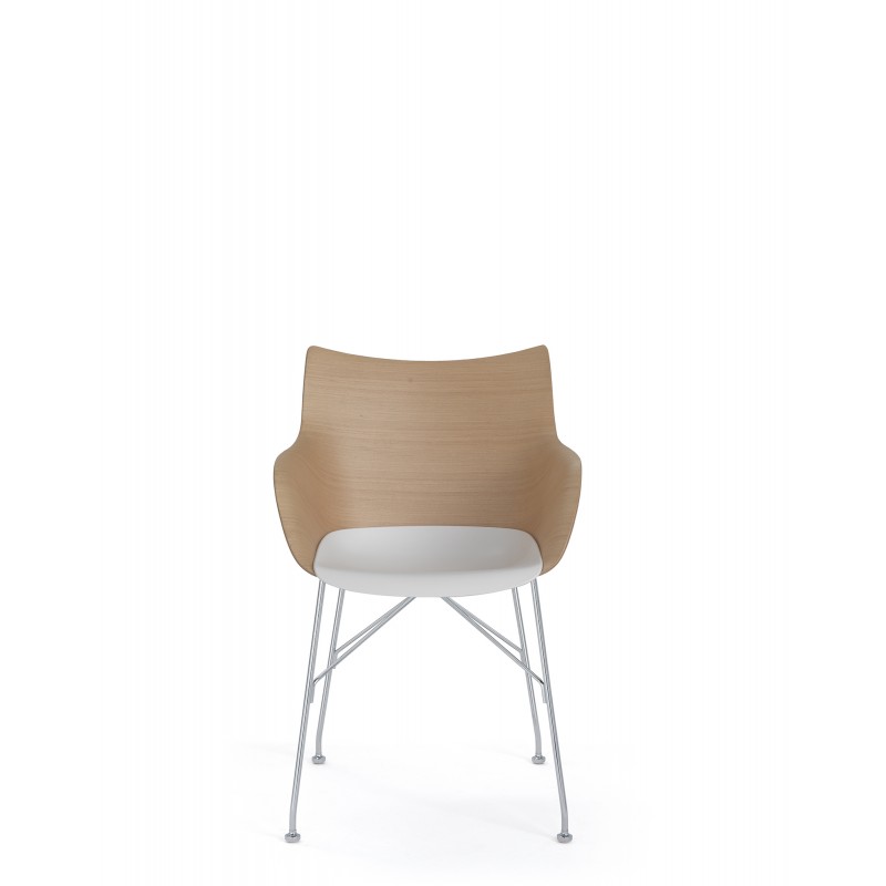 Chaise kartell Q/WOOD (hêtre), bois clair, vue de face Chaise kartell Q/WOOD (hêtre), bois clair, vue de face