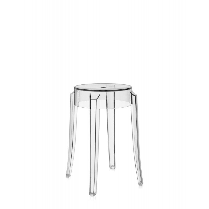 Tabouret Charles Ghost (hauteur 46 cm), couleur cristal