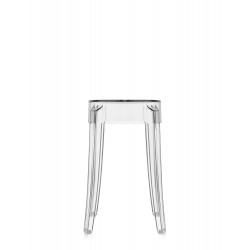 Tabouret Charles Ghost (hauteur 46 cm), couleur cristal, vue de face