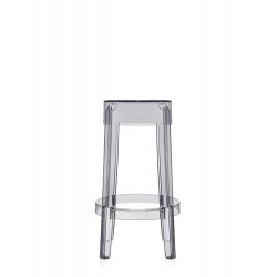 Tabouret de bar Charles Ghost (hauteur 65 cm), couleur fumé, vue de face