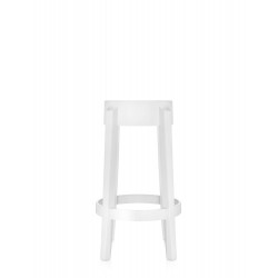 Tabouret de bar Charles Ghost (hauteur 65 cm), couleur blanc, vue de face