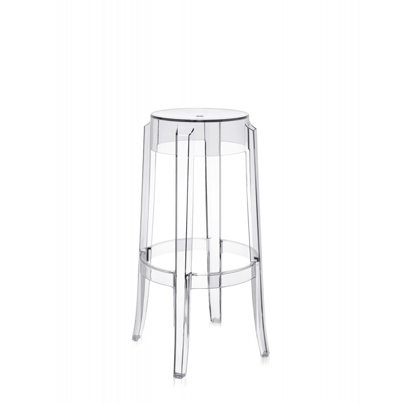 Tabouret de bar Charles Ghost (hauteur 75 cm), couleur cristal