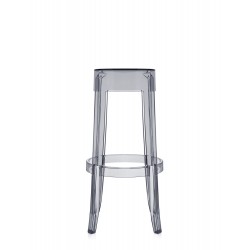 Tabouret de bar Charles Ghost (hauteur 75 cm), couleur fumé, vue de face