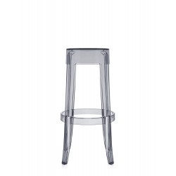 Tabouret de bar Charles Ghost (hauteur 75 cm), couleur fumé, vue de face