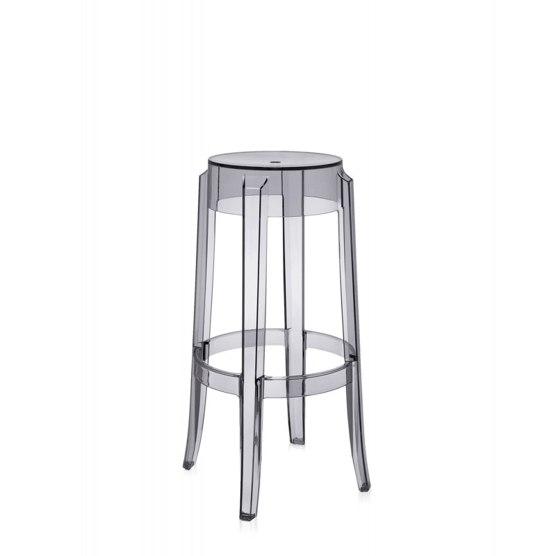 Tabouret de bar Charles Ghost (hauteur 75 cm), couleur fumé