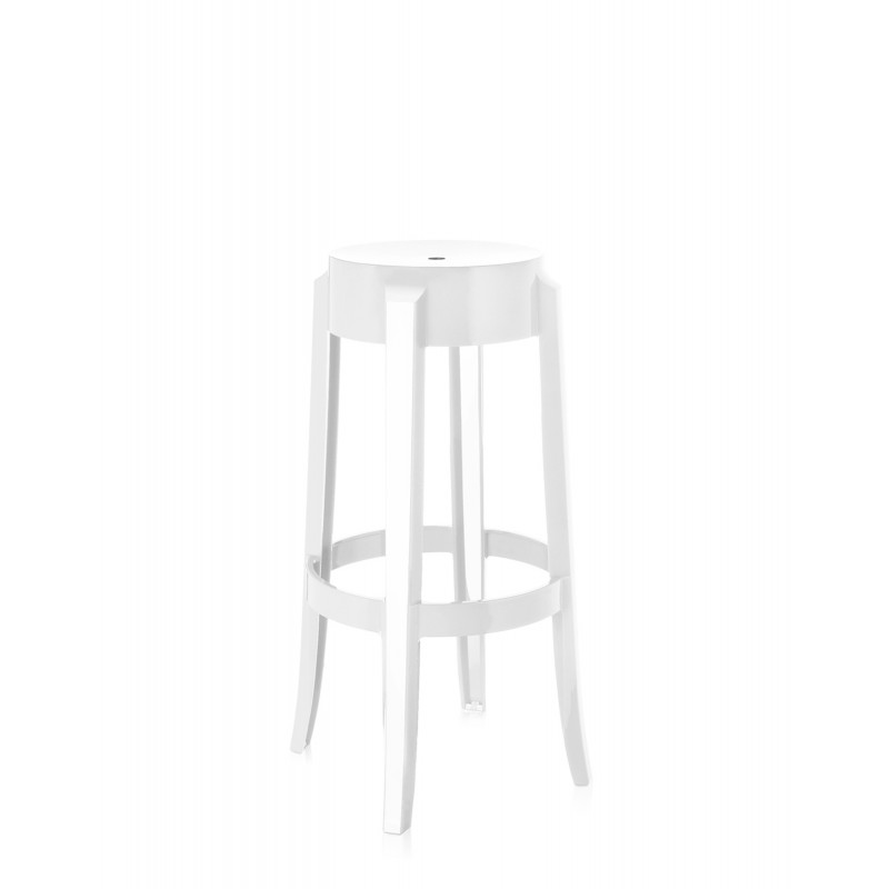 Tabouret de bar Charles Ghost (hauteur 75 cm), couleur blanc