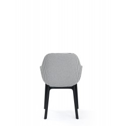 Chaise CLAP, motif pied de poule gris, vue de dos