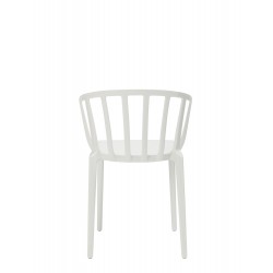 Chaise blanche, VENICE de Kartell (design Philippe Starck), vue de dos