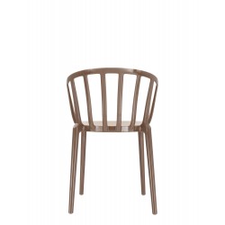 Chaise de couleur tourterelle, VENICE de Kartell (design Philippe Starck), vue de dos
