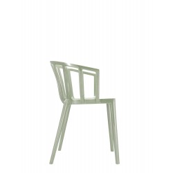 Chaise vert sauge, VENICE de Kartell (design Philippe Starck), vue de profil