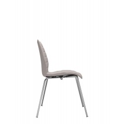 Chaise Kartell MAUI SOFT, tissu Trevira Beige, structure chromée, vue de profil