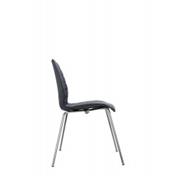 Chaise Kartell MAUI SOFT, tissu Trevira Gris, structure chromée, vue de profil