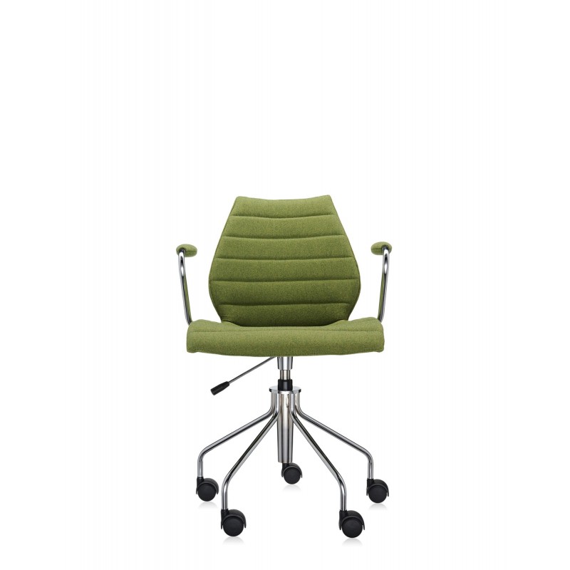 Chaise de bureau Kartell MAUI SOFT, tissu Trevira Vert acide, vue de face Chaise de bureau Kartell MAUI SOFT, tissu Trevira Vert acide, vue de face