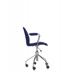Chaise de bureau Kartell MAUI SOFT, tissu Trevira Bleu, vue de profil