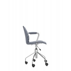 Chaise de bureau Kartell MAUI SOFT, tissu Trevira Gris, vue de profil