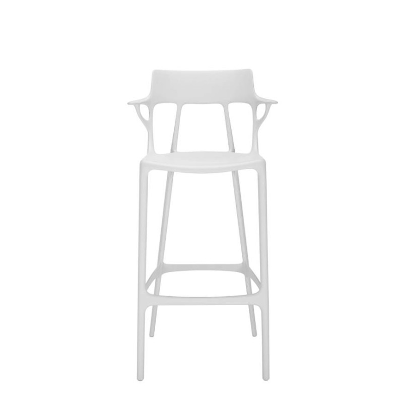 Tabouret de bar A.I. Stool Recycled, hauteur 75 cm, blanc, vue de face