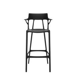 Tabouret de bar A.I. Stool Recycled, hauteur 75 cm, noir, vue de face