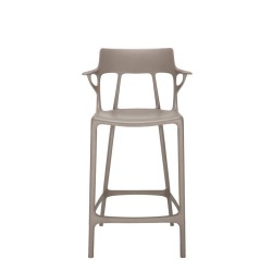 Tabouret de bar A.I. Stool Recycled, hauteur 65 cm, gris, vue de face
