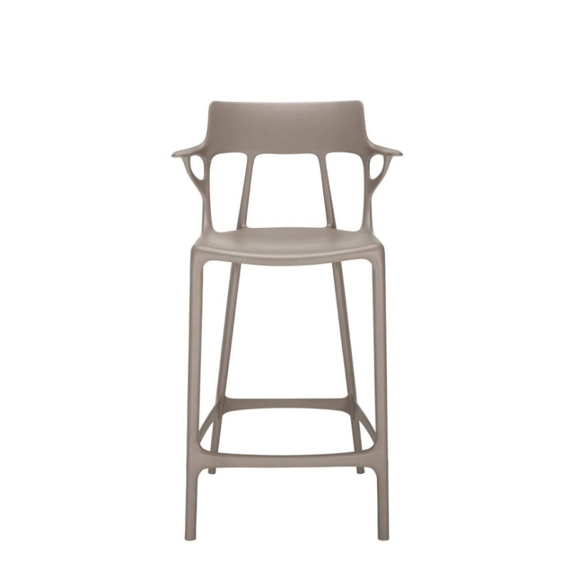 Tabouret de bar A.I. Stool Recycled, hauteur 65 cm, gris, vue de face Tabouret de bar A.I. Stool Recycled, hauteur 65 cm, gris, vue de face