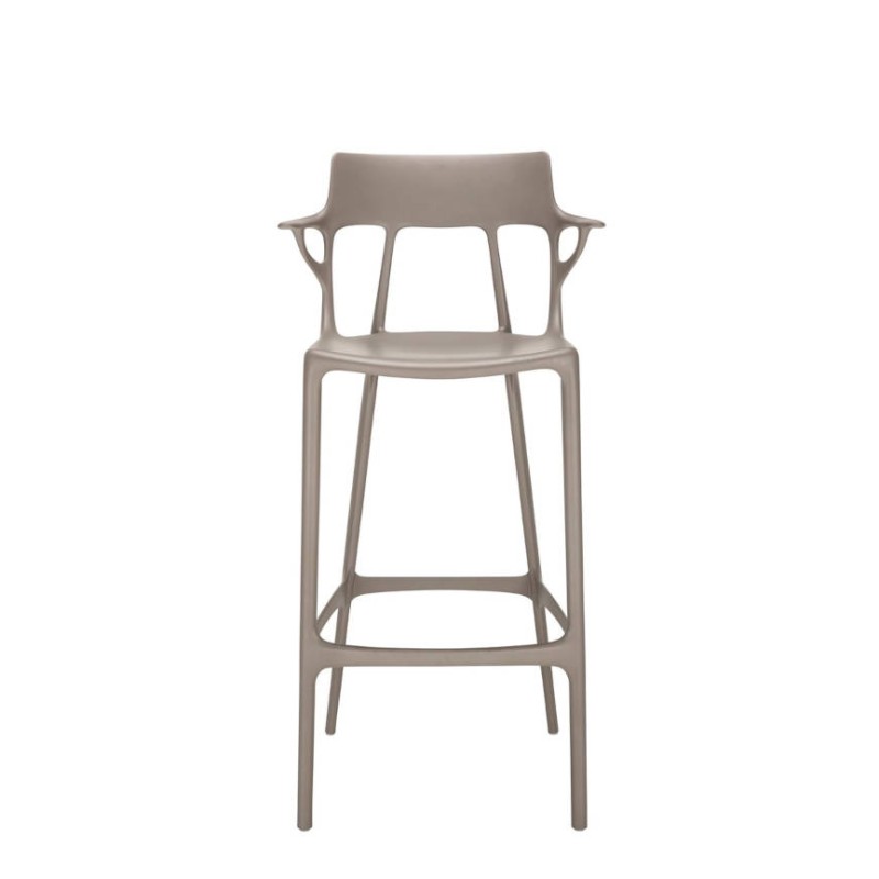 Tabouret de bar A.I. Stool Recycled, hauteur 75 cm, gris, vue de face