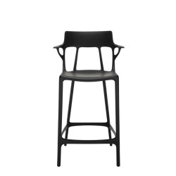 Tabouret de bar A.I. Stool Recycled, hauteur 65 cm, noir, vue de face