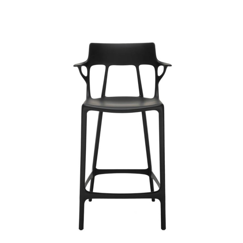 Tabouret de bar A.I. Stool Recycled, hauteur 65 cm, noir, vue de face Tabouret de bar A.I. Stool Recycled, hauteur 65 cm, noir, vue de face
