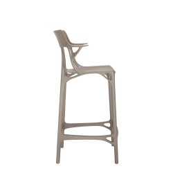Tabouret de bar A.I. Stool Recycled, hauteur 65 cm, gris, vue de profil