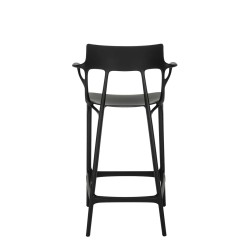 Tabouret de bar A.I. Stool Recycled, hauteur 65 cm, noir, vue de dos