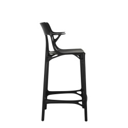 Tabouret de bar A.I. Stool Recycled, hauteur 65 cm, noir, vue de profil