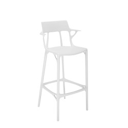 Tabouret de bar A.I. Stool Recycled, hauteur 75 cm, blanc, vue de 3/4