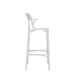 Tabouret de bar A.I. Stool Recycled, hauteur 75 cm, blanc, vue de profil