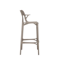 Tabouret de bar A.I. Stool Recycled, hauteur 75 cm, gris, vue de profil