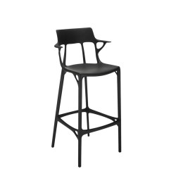 Tabouret de bar A.I. Stool Recycled, hauteur 75 cm, noir, vue de 3/4