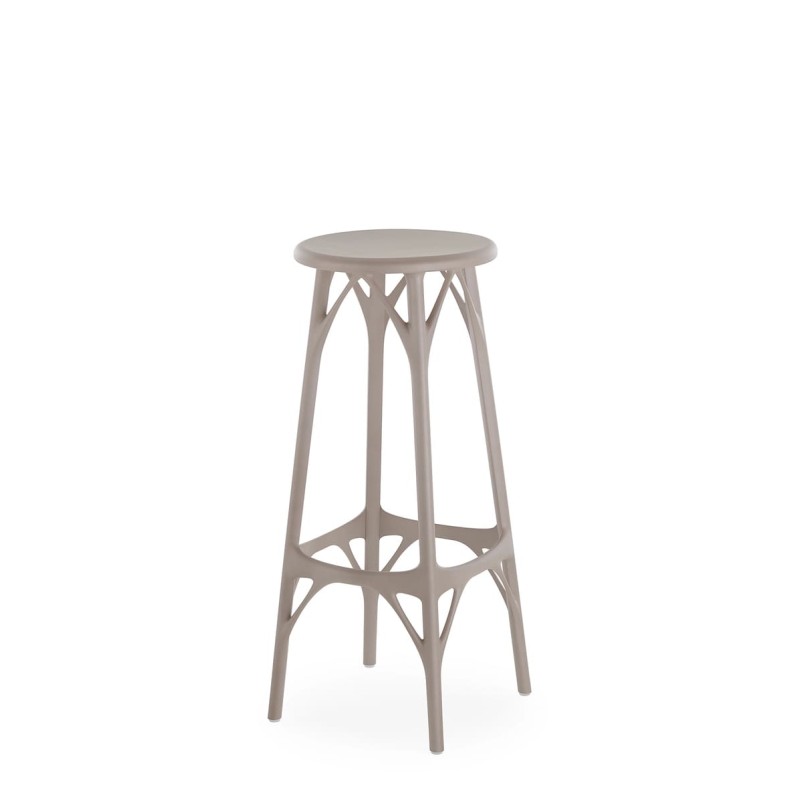 Tabouret A.I. Stool Light de couleur gris, hauteur 75 cm, vue de 3/4