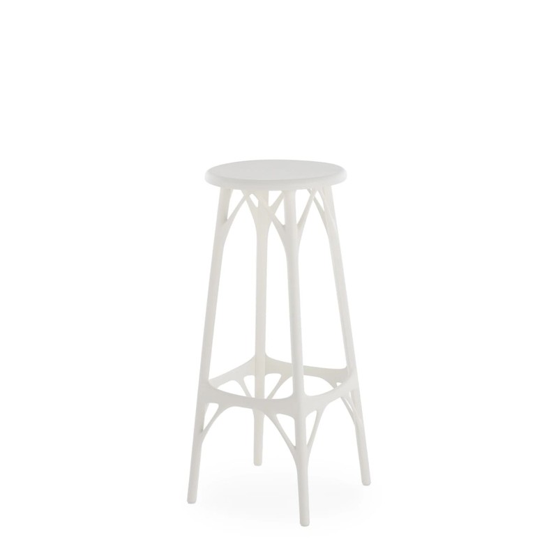 Tabouret A.I. Stool Light de couleur blanc, hauteur 75 cm, vue de 3/4 Tabouret A.I. Stool Light de couleur blanc, hauteur 75 cm, vue de 3/4
