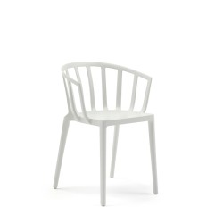 Chaise blanche, VENICE MAT de Kartell (design Philippe Starck), vue de 3/4
