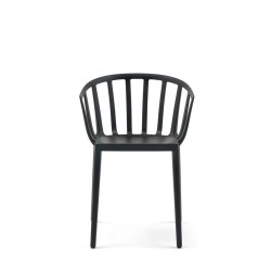 Chaise noire, VENICE MAT de Kartell (design Philippe Starck), vue de face