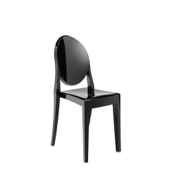 Chaise noire Kartell, Victoria Ghost, vue de 3/4