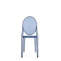 Chaise Kartell Victoria Ghost de couleur bleue poudrée, vue de dos