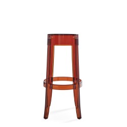 Tabouret de bar Charles Ghost (hauteur 75 cm), couleur ambre, vue de face