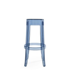 Tabouret de bar Charles Ghost (hauteur 75 cm), couleur bleu poudré, vue de face