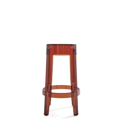 Tabouret de bar Charles Ghost (hauteur 65 cm), couleur ambre, vue de face