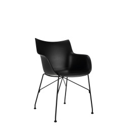 Chaise kartell Q/WOOD (hêtre), bois noir, vue de 3/4