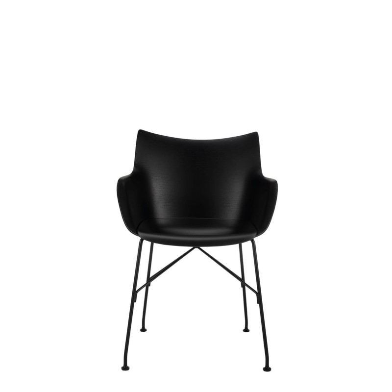 Chaise kartell Q/WOOD (hêtre), bois noir, vue de face Chaise kartell Q/WOOD (hêtre), bois noir, vue de face