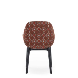 Chaise CLAP, tissu Rubelli marron, structure noire, vue de dos