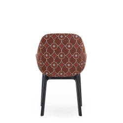 Chaise CLAP, tissu Rubelli marron, structure noire, vue de dos