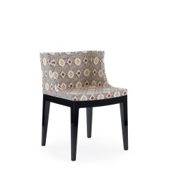 Chaise MADEMOISELLE noir, tissu Rubelli crème, vue de 3/4