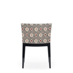 Chaise MADEMOISELLE noir, tissu Rubelli crème, vue de dos